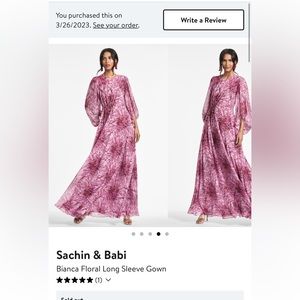 Sachin & Babi Bianca Floral Long Sleeve Gown